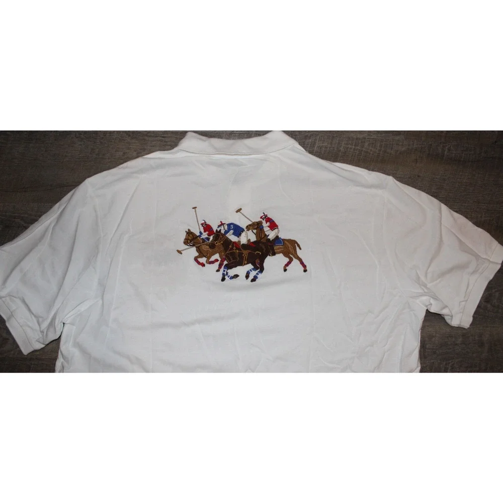 Polo Ralph Lauren Men's Big & Tall Mesh Polo Shirt Crest Triple Pony White‎ 2XLT